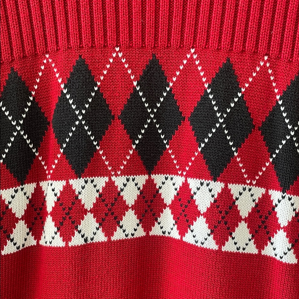 Crazy Horse Liz Claiborne Sz XL Women's Red Argyle Sweater - Picture 3 of 3